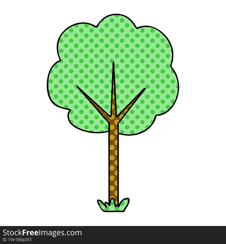 quirky comic book style cartoon tree