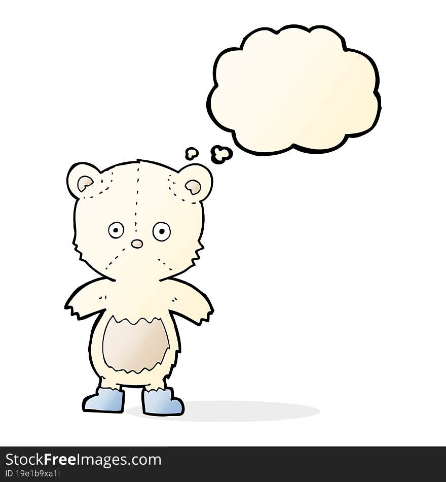 cartoon polar bear cub with thought bubble