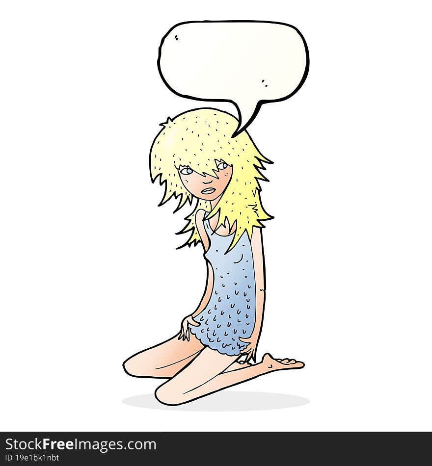 cartoon pretty girl with speech bubble