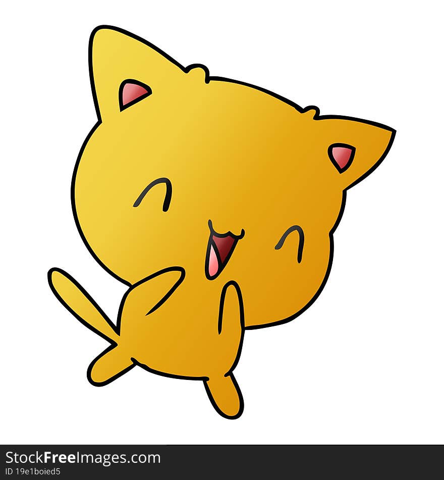 Gradient Cartoon Of Cute Kawaii Cat