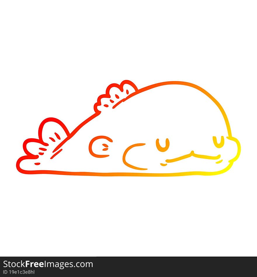 warm gradient line drawing of a cute fish