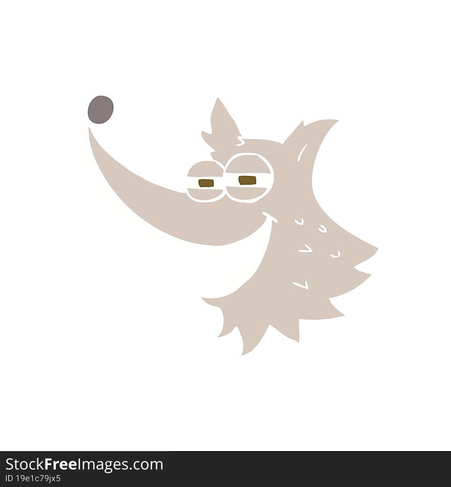 Flat Color Illustration Of A Cartoon Crazy Wolf