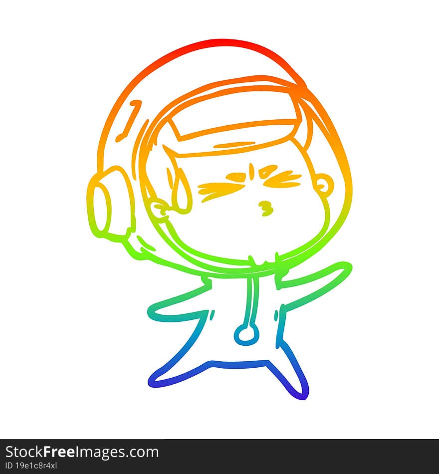 rainbow gradient line drawing cartoon stressed astronaut