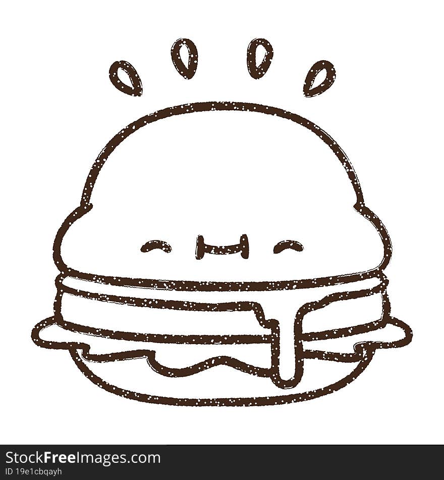 Cute Burger Charcoal Drawing