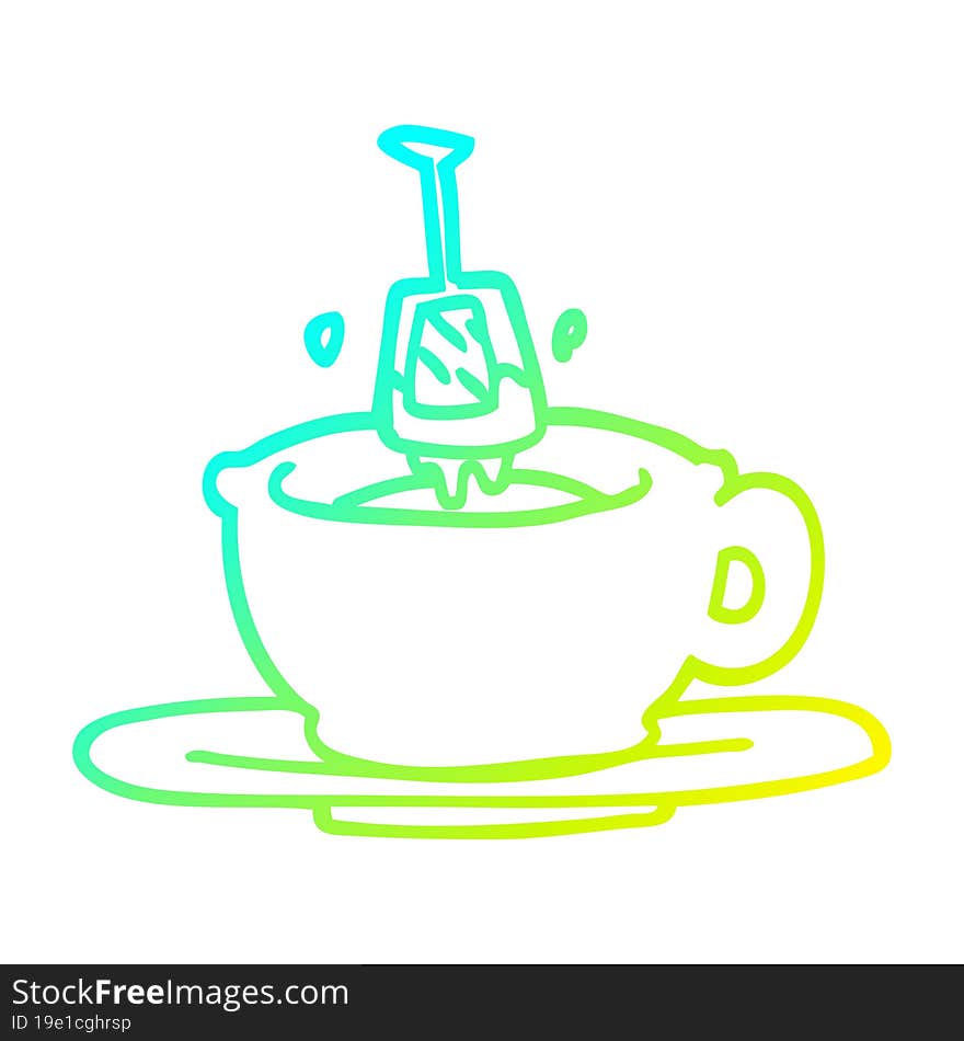 cold gradient line drawing cartoon cup of tea