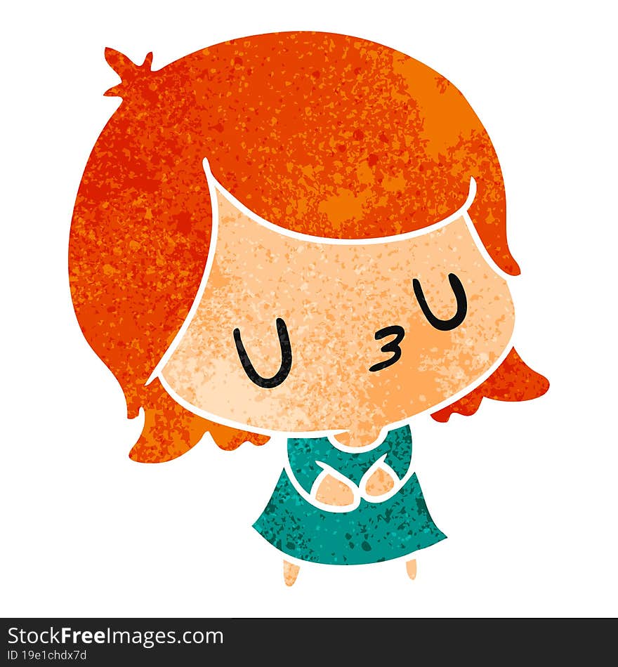 retro cartoon illustration of a cute kawaii girl. retro cartoon illustration of a cute kawaii girl