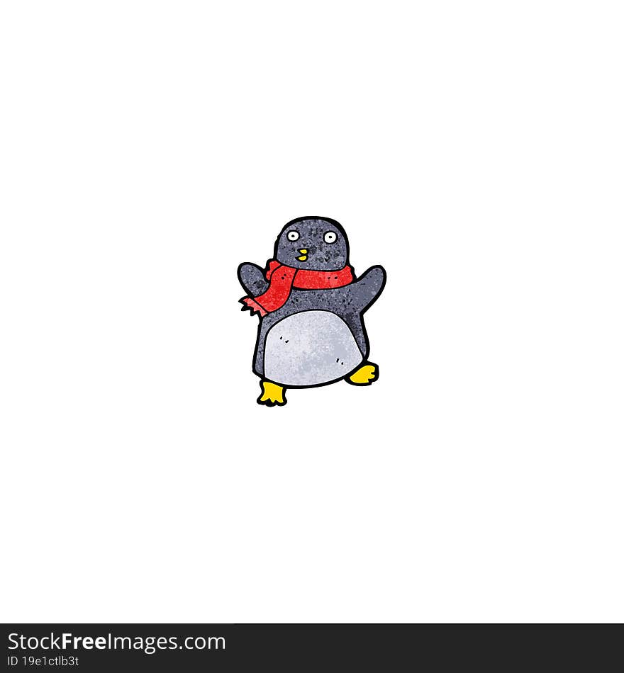 cartoon penguin wearing scarf