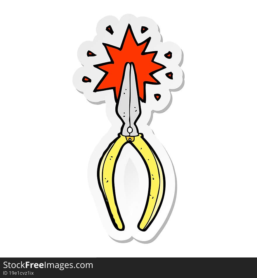 sticker of a cartoon pliers