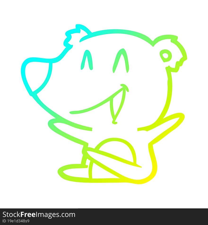 Cold Gradient Line Drawing Laughing Bear Cartoon