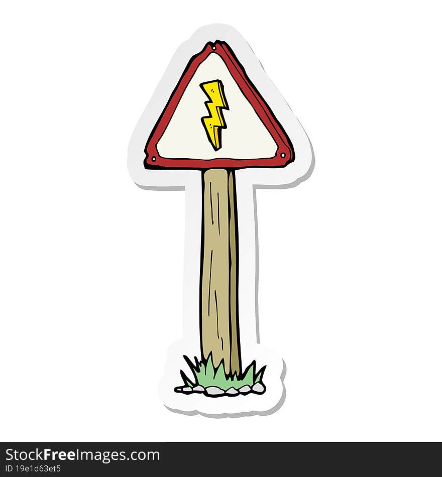 sticker of a cartoon electrical warning sign