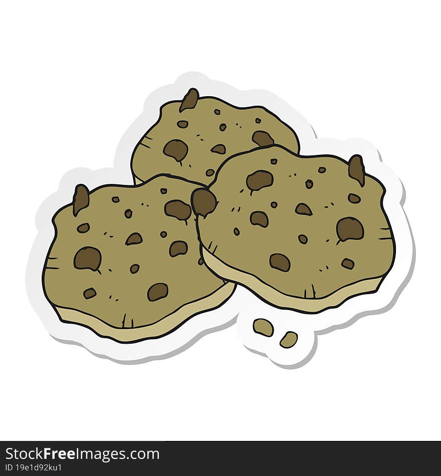 Sticker Of A Cartoon Chocolate Chip Cookies