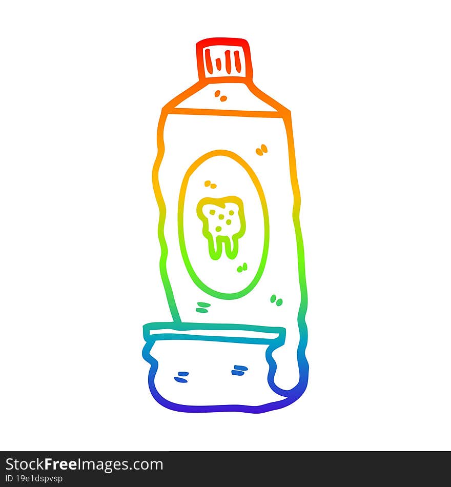 Rainbow Gradient Line Drawing Cartoon Toothpaste