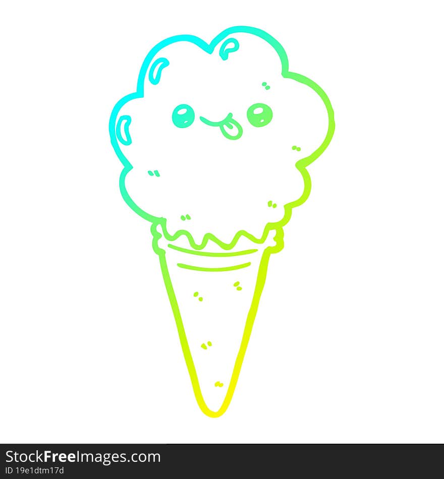 cold gradient line drawing cartoon ice cream