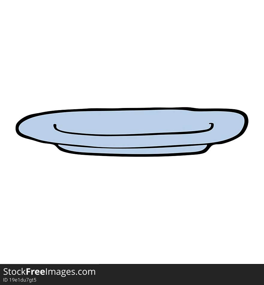 Hand Drawn Doodle Style Cartoon Empty Plate