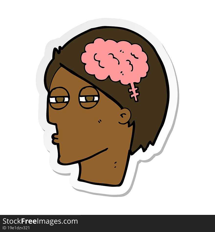 Sticker Of A Cartoon Man Thinking Carefully