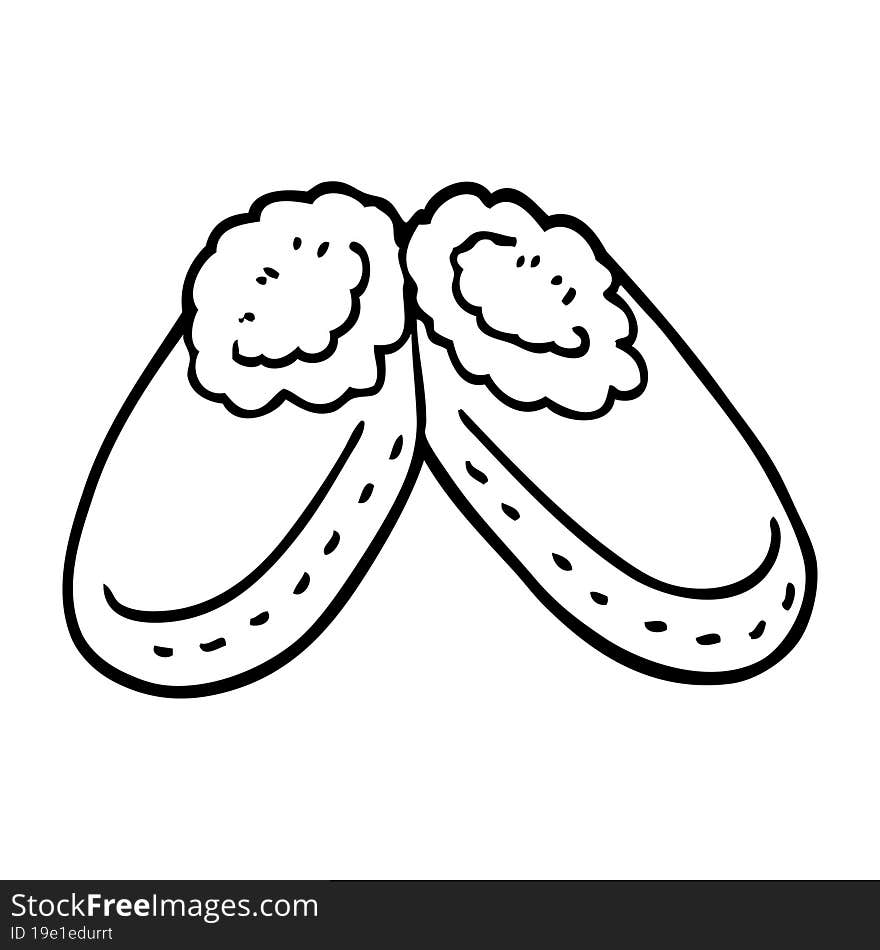 line drawing cartoon comfy slippers