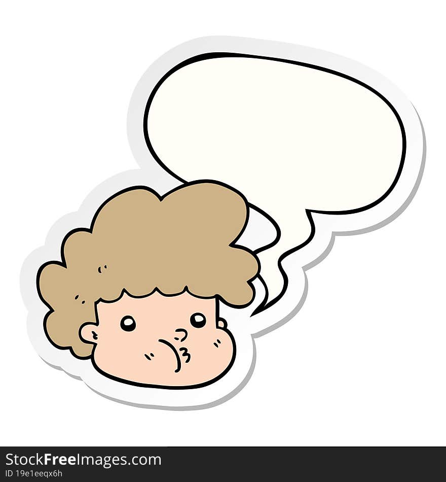 cartoon boy and speech bubble sticker