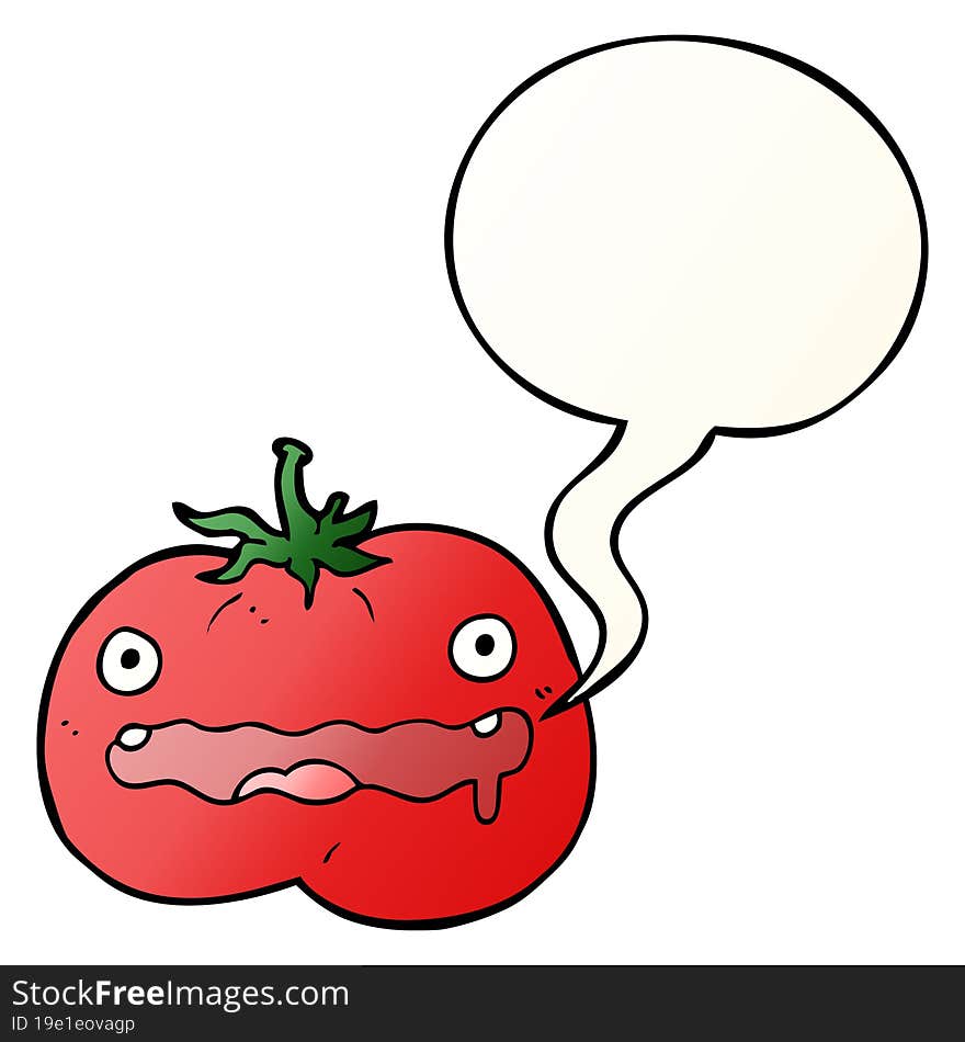 Cartoon Tomato And Speech Bubble In Smooth Gradient Style