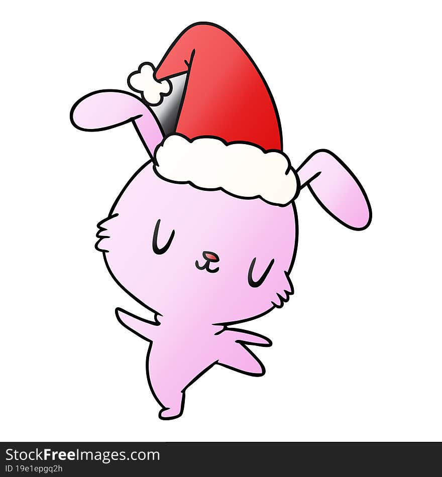 hand drawn christmas gradient cartoon of kawaii rabbit