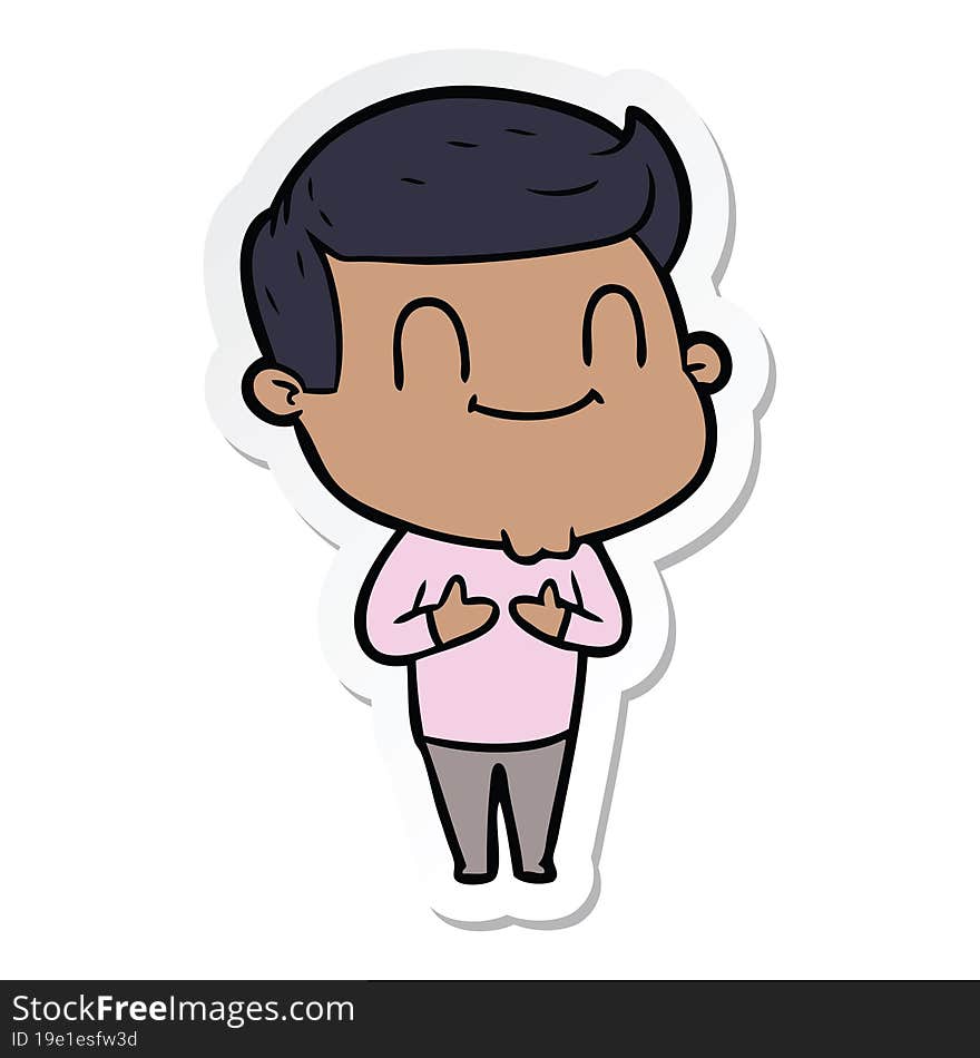 sticker of a cartoon friendly man