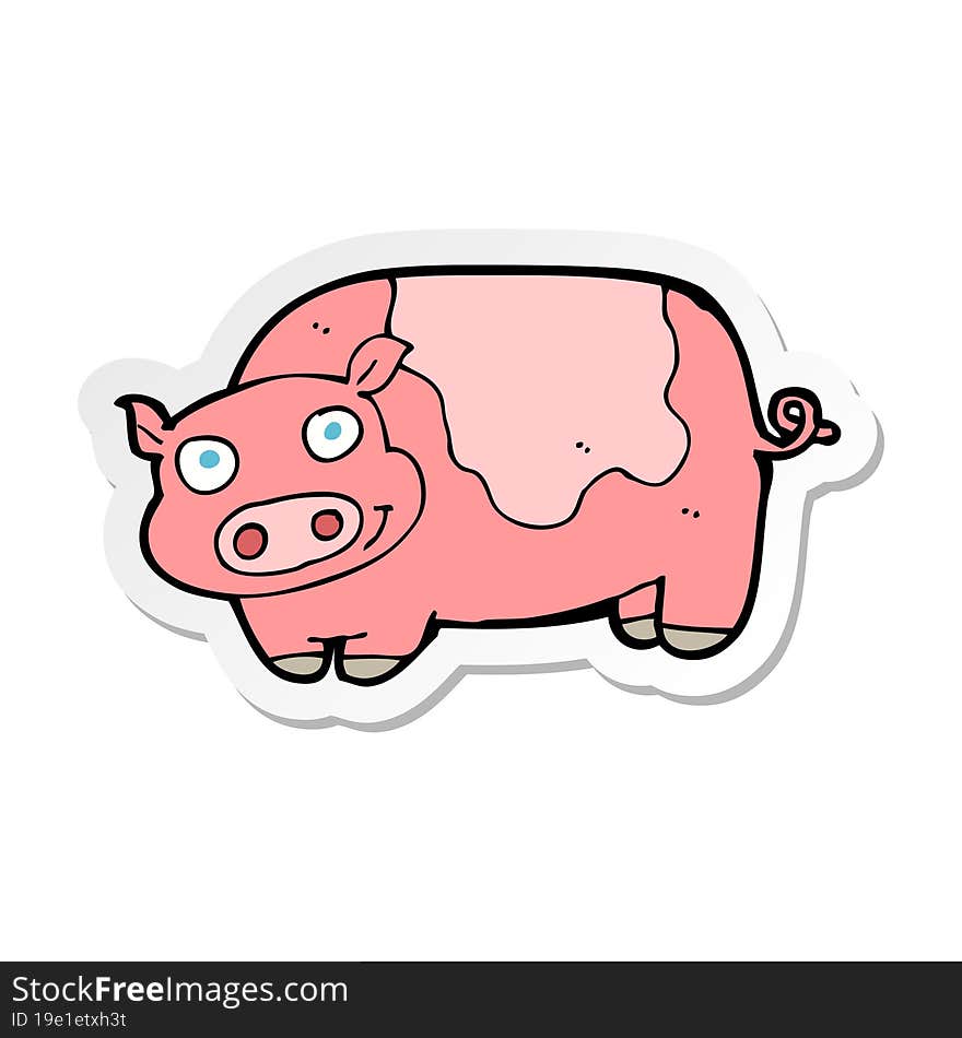 Sticker Of A Cartoon Pig