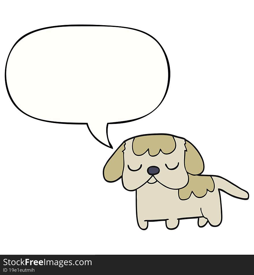 Cute Cartoon Puppy And Speech Bubble