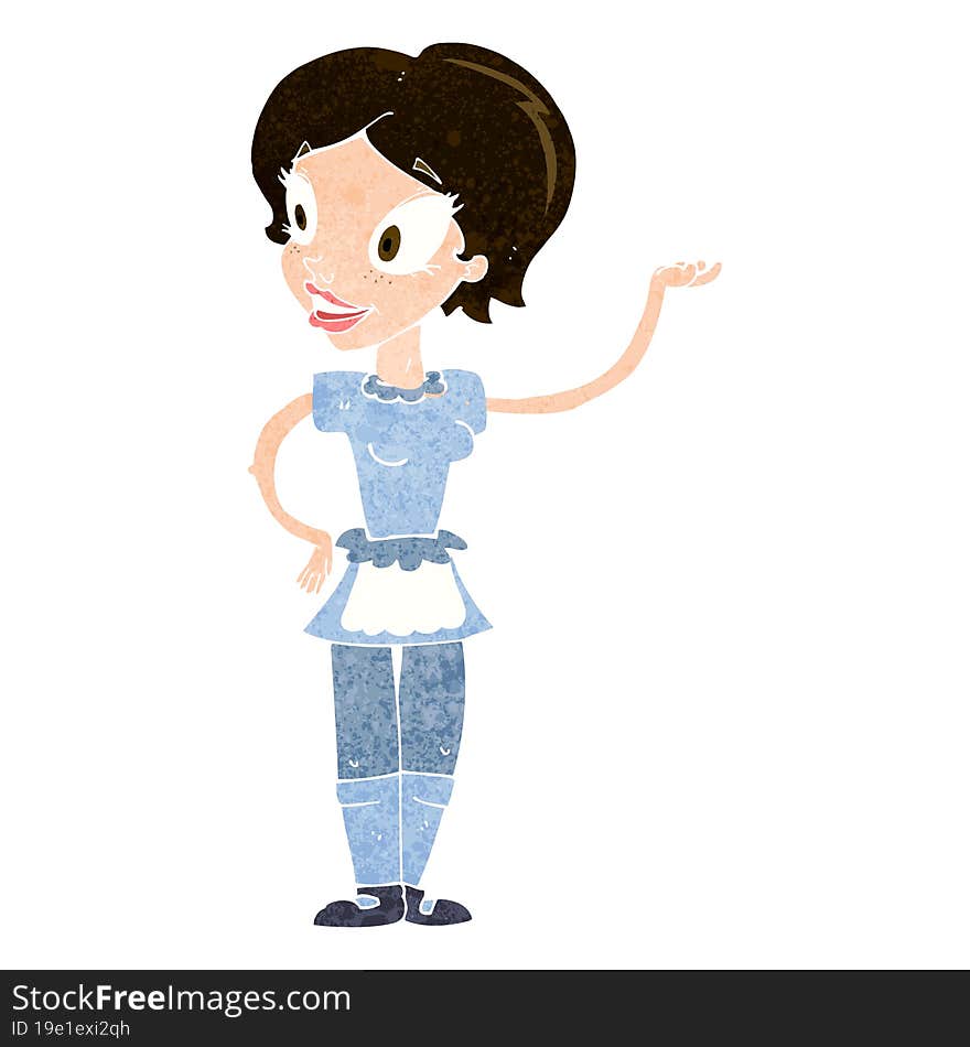 Cartoon Woman In Maid Costume