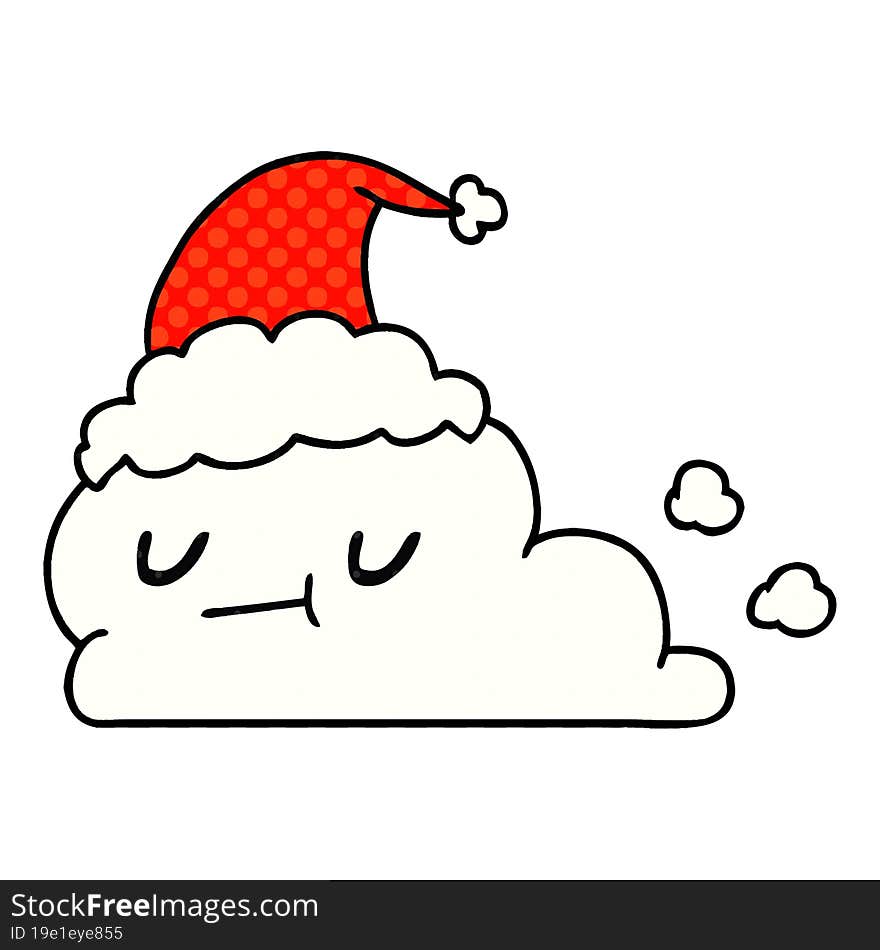 christmas cartoon of kawaii cloud