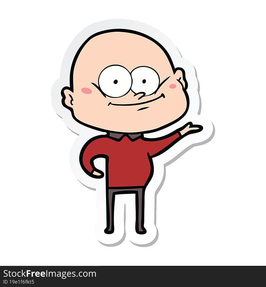 Sticker Of A Cartoon Bald Man Staring