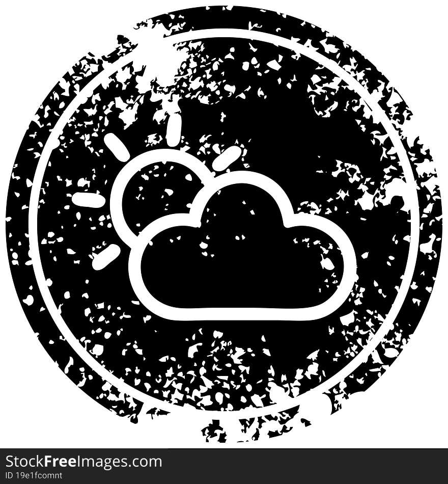 sun and cloud distressed icon