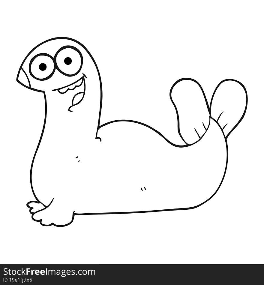 black and white cartoon seal