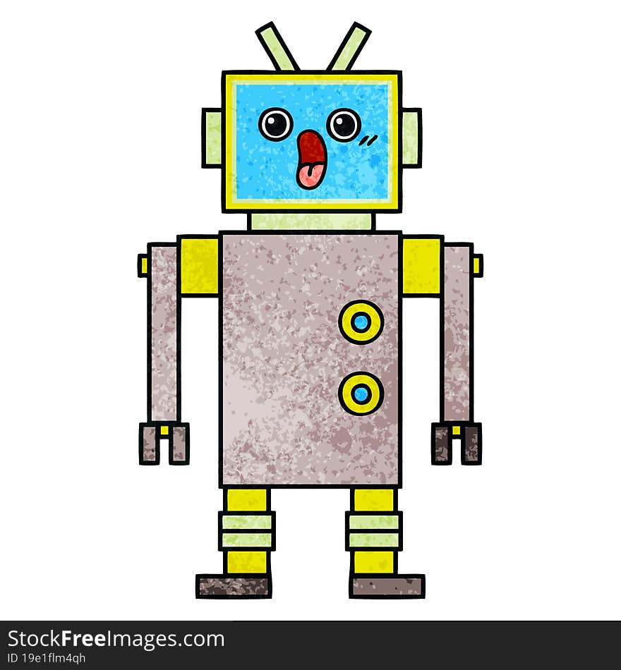 Retro Grunge Texture Cartoon Robot