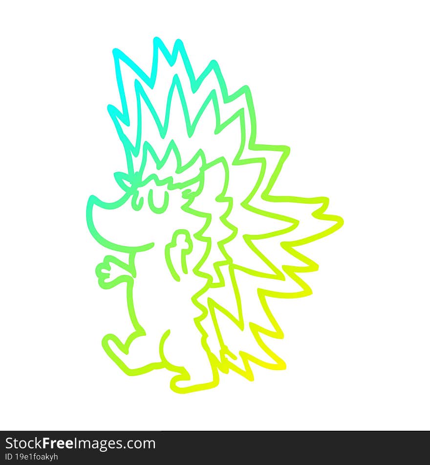 cold gradient line drawing cartoon spiky hedgehog