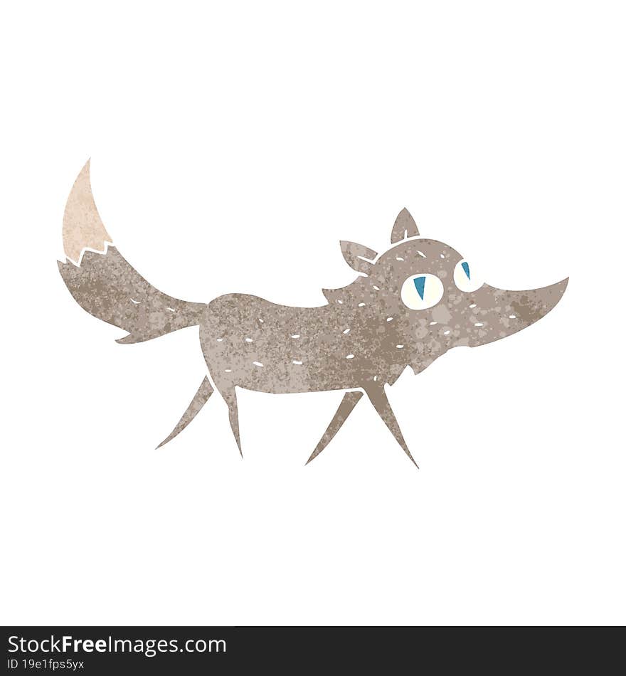 retro cartoon little wolf