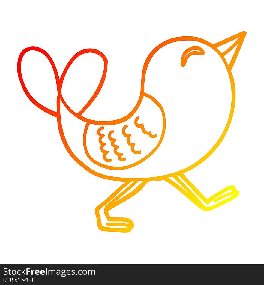 warm gradient line drawing cartoon bluebird