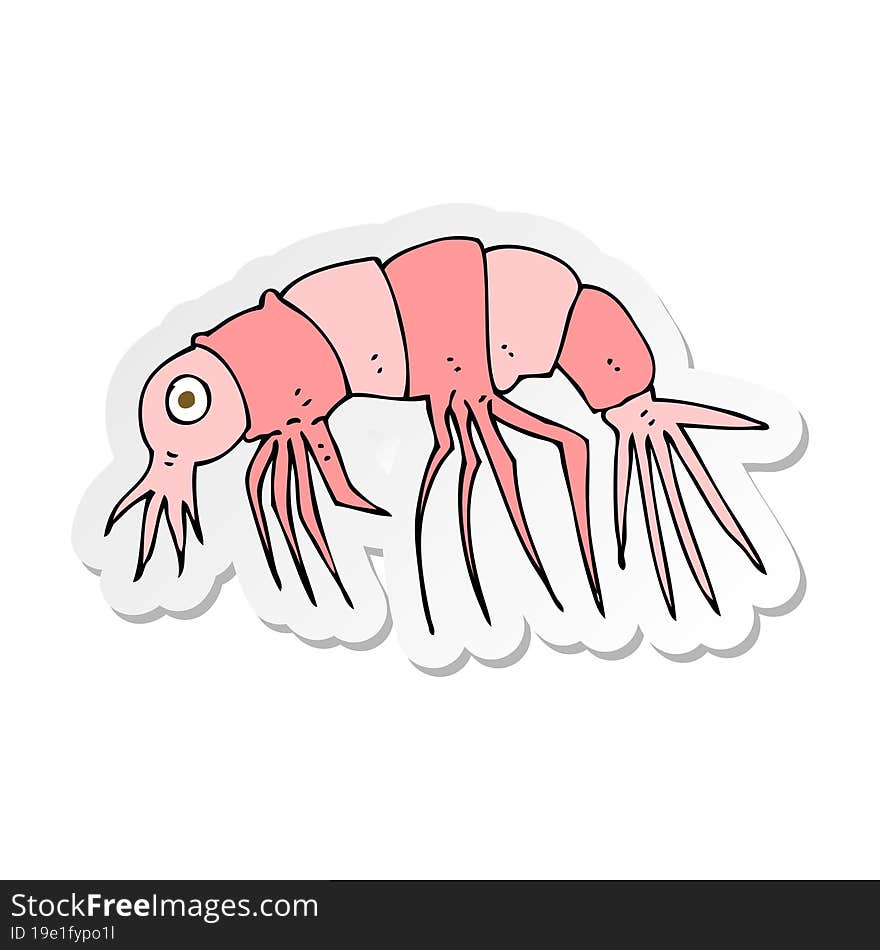 sticker of a cartoon shrimp