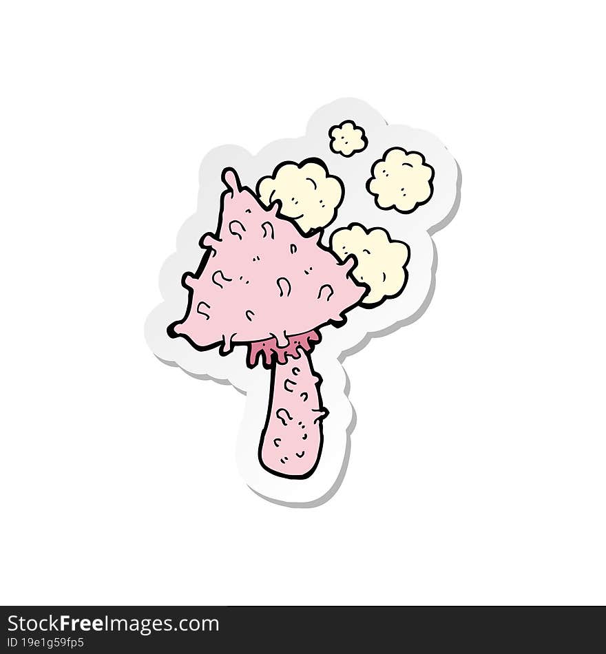 sticker of a cartoon weird mushroom