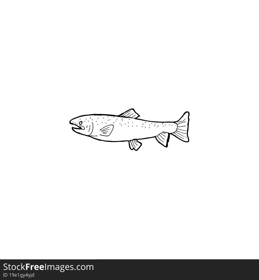 cartoon black and white fish drawing