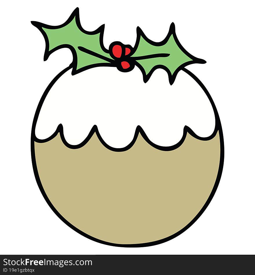 quirky hand drawn cartoon christmas pudding