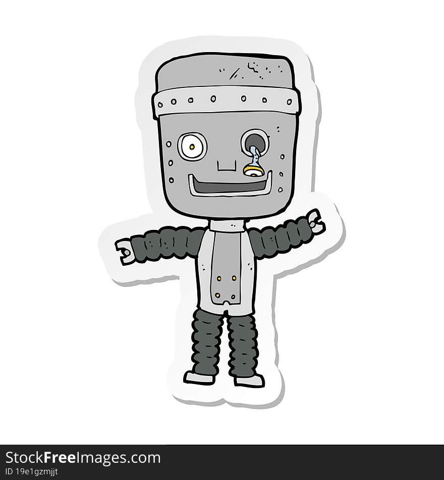 Sticker Of A Cartoon Funny Robot