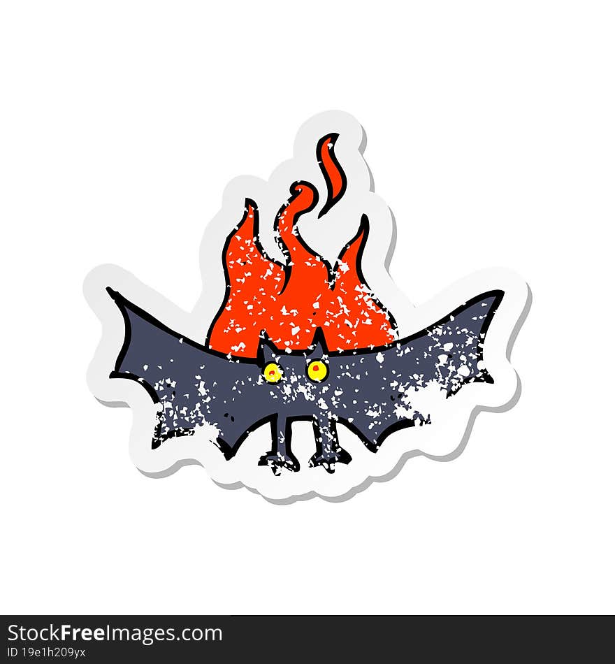 retro distressed sticker of a cartoon spooky vampire bat