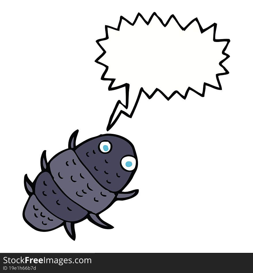 cartoon bug with speech bubble