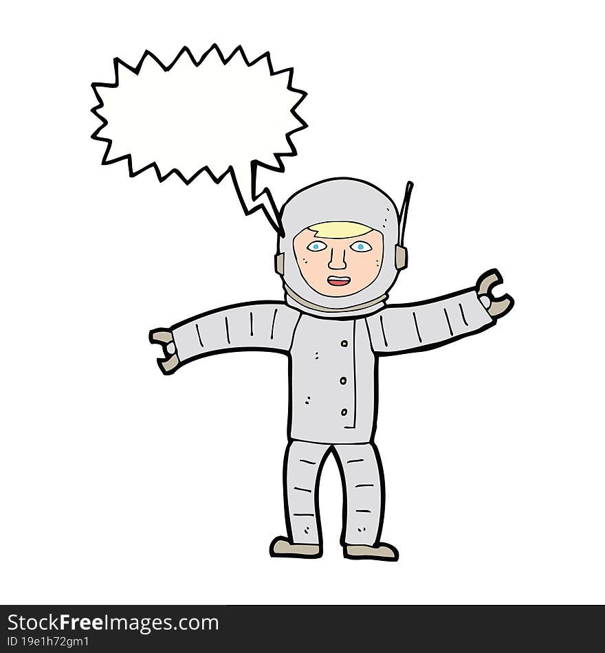 cartoon space man with speech bubble