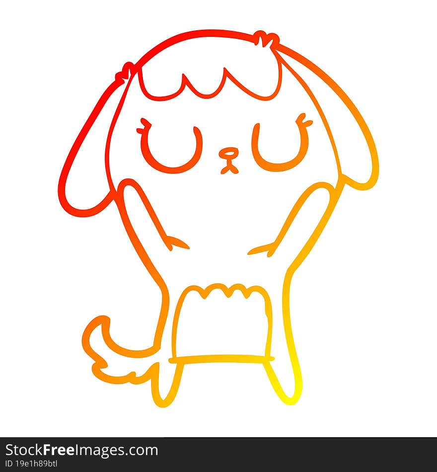 Warm Gradient Line Drawing Cute Cartoon Dog