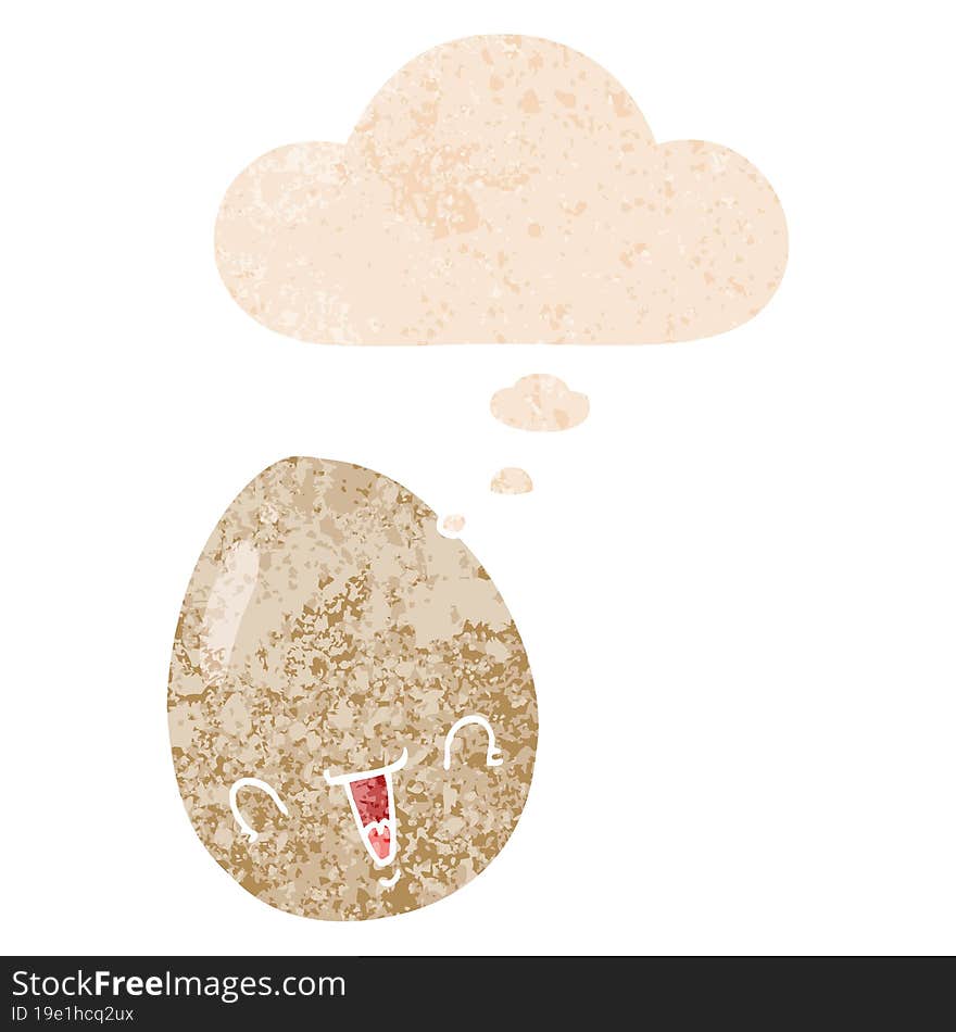 Cartoon Egg And Thought Bubble In Retro Textured Style