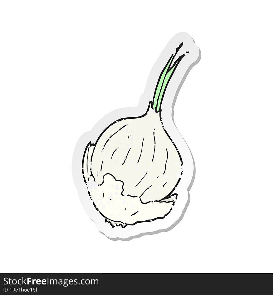 retro distressed sticker of a cartoon garlic