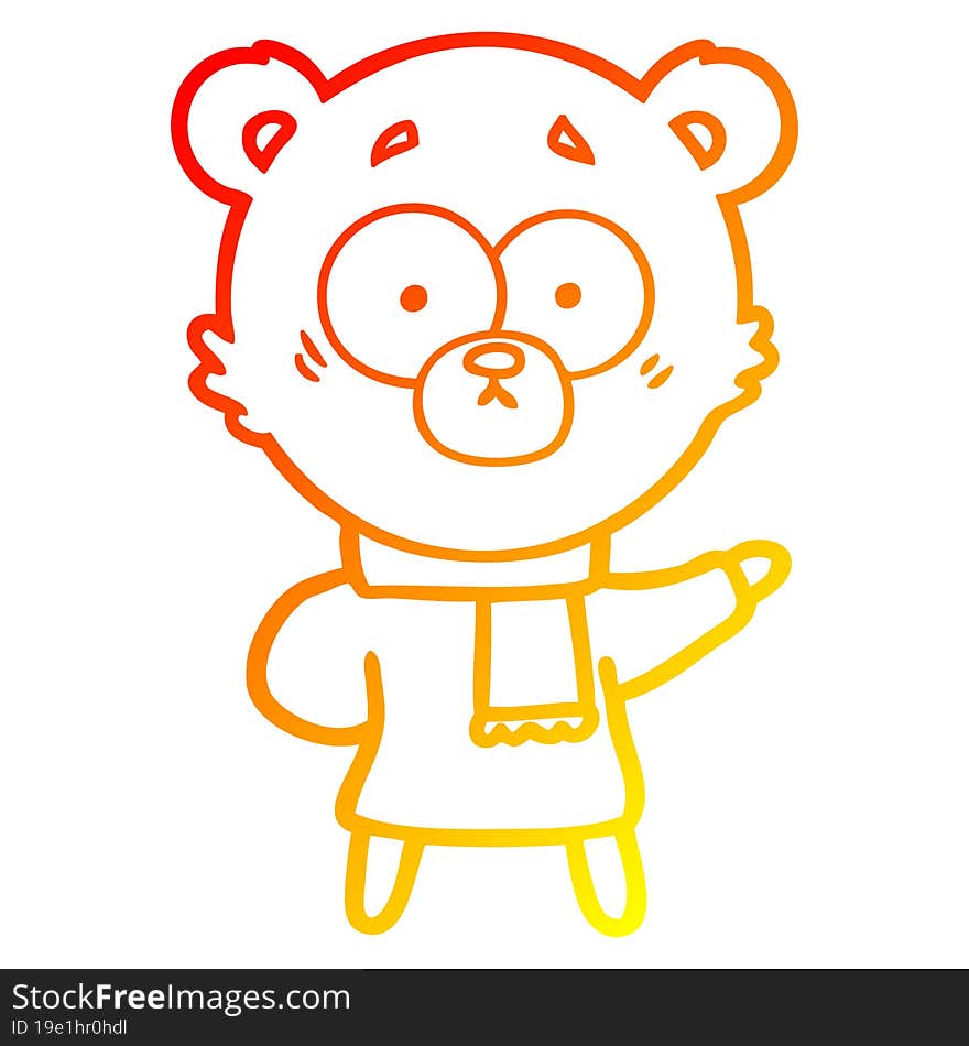 Warm Gradient Line Drawing Surprised Bear Cartoon