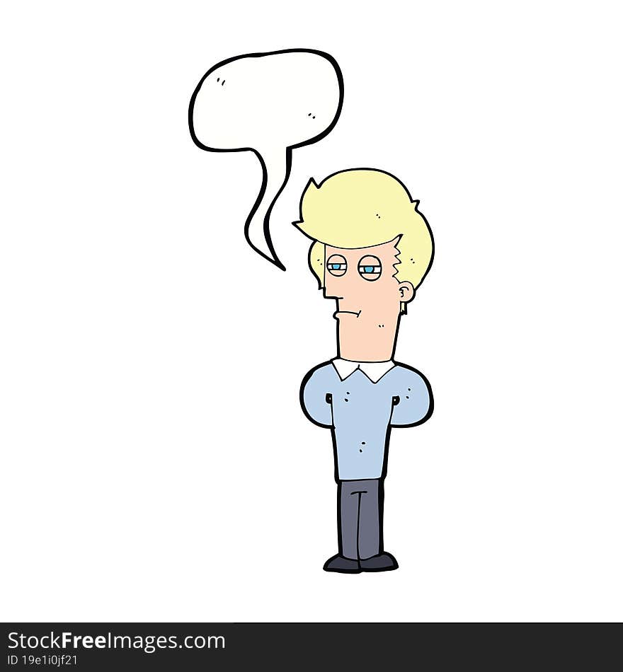 cartoon jaded man with speech bubble