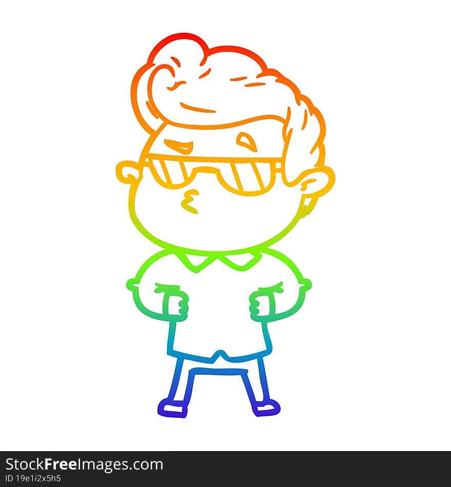 rainbow gradient line drawing cartoon cool guy