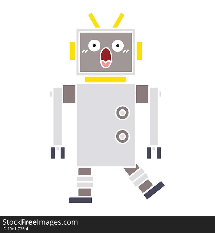 flat color retro cartoon of a robot